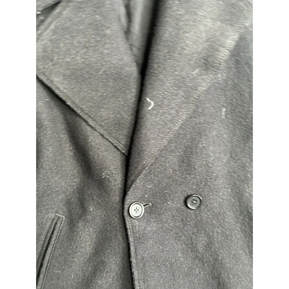 Banana Republic Mens Black 100% Wool Double Breasted Pea Coat Jacket Small